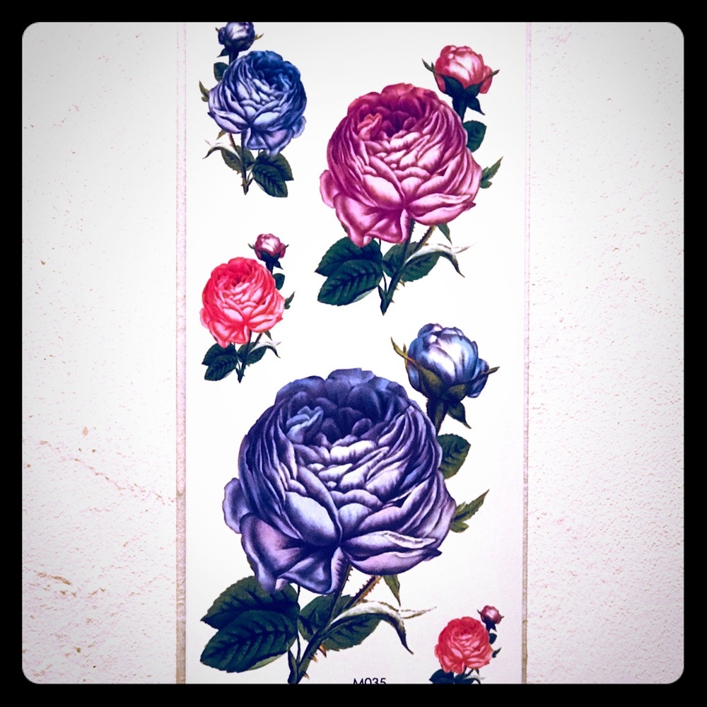 TEMPORARY PURPLE PINK & BLUE PEONY TATTOOS 🌸